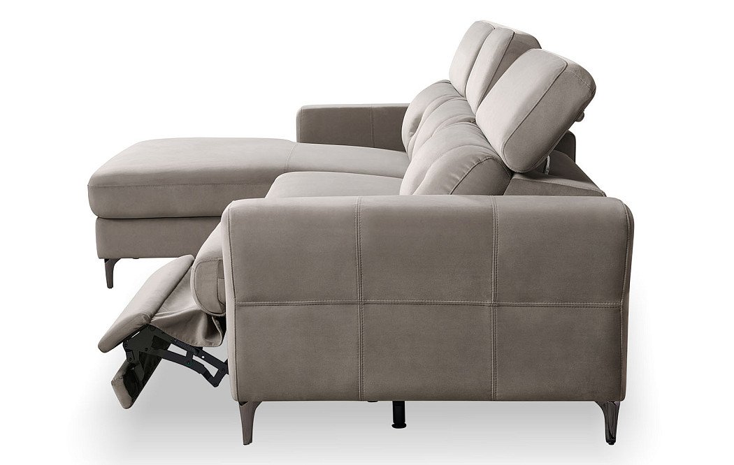 Диван-реклайнер Adeline угловой (левый), серо-коричневый - фото 7