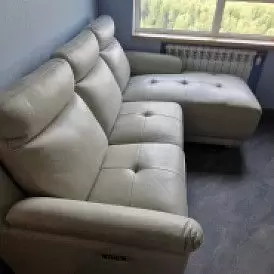 Диван-реклайнер Jonathan угловой (левый), светло-серый