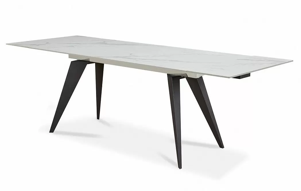 Стол раскладной Ramses 180-250, белый мрамор/черный