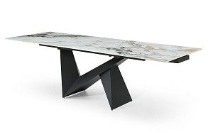 Стол раскладной Portofino Black 160-240, светлая керамика/черный Стол раскладной Portofino Black 160-240, светлая керамика/черный