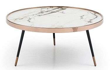 Стол журнальный Carla (90), белая керамика/розовое золото