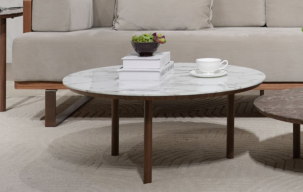 Стол журнальный Candy (80), белая керамика/орех - фото 6