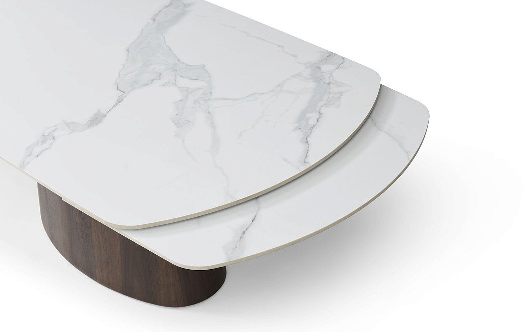 Стол раскладной Bavaria 140-200, белая керамика/орех - фото 10