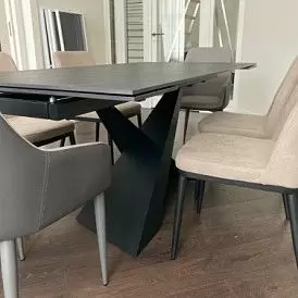 Стол раскладной Savoy Bronze 160-220, белая керамика/бронза