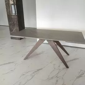 Стол раскладной Valencia 140-200, серая керамика/орех