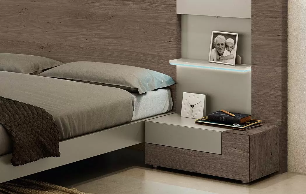 Кровать Altea Class 160х200 с подсветкой, дуб дымчатый/серо-бежевый - фото 3