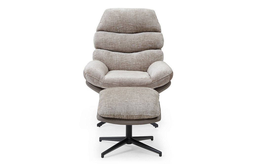 Комплект кресло и оттоманка Dublin, серо-бежевый - фото 2