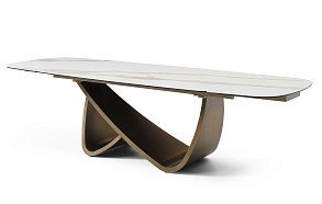 Стол раскладной Bergamo 200-280, светлая керамика/бронза Стол раскладной Bergamo 200-280, светлая керамика/бронза