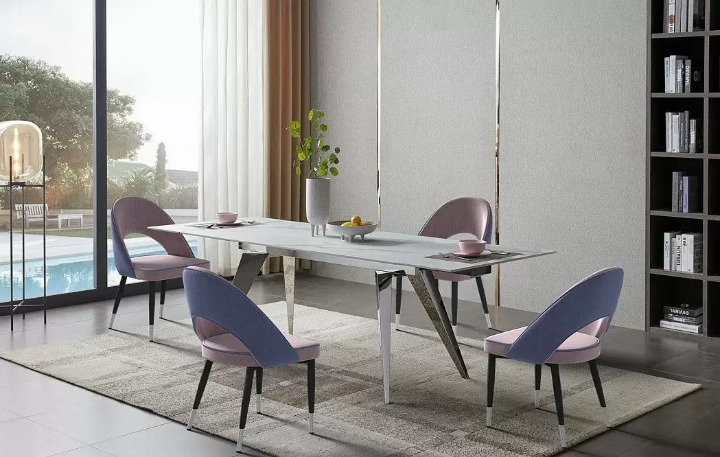 Стол раскладной Ramses 160-230, белый мрамор/хром - фото 13