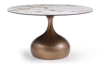 Стол Ariel 135, белая керамика/бронза