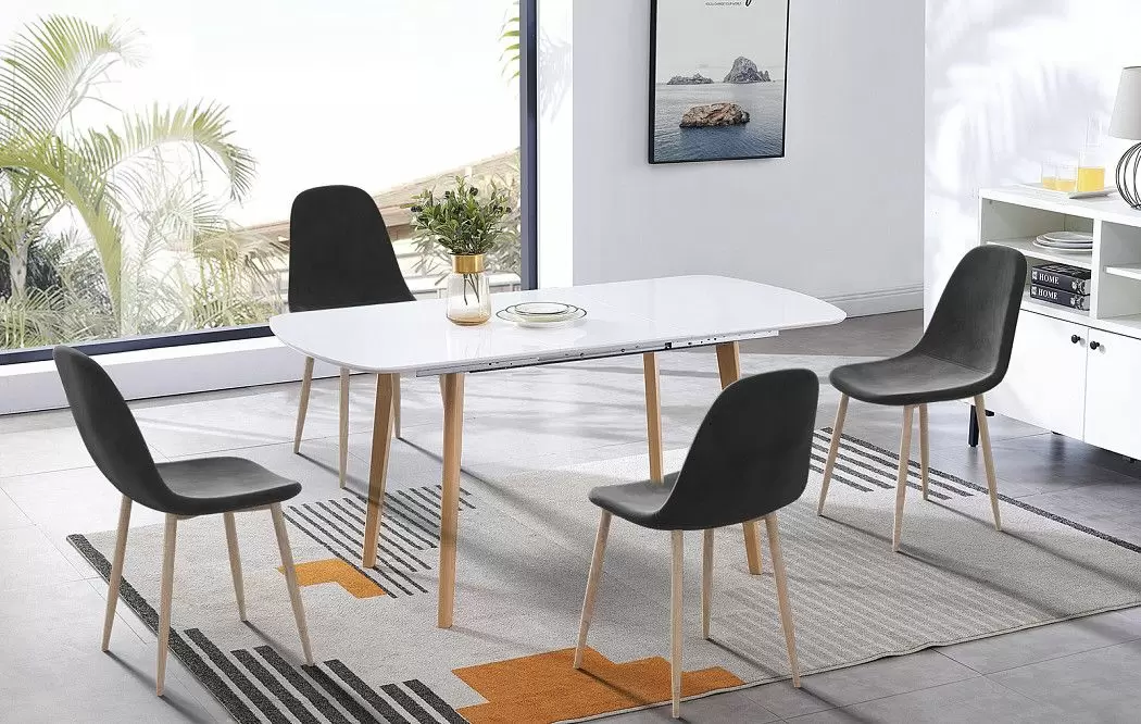 Стол раскладной Ellis 120-160, белый/бук - фото 2