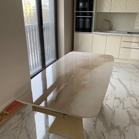 Стол раскладной Richard 180-270, бежевая керамика/шампань