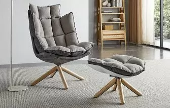 Кресло и оттоманка в стиле Husk, серый