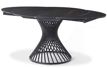 Стол раскладной Tornado 120-180, темная керамика/черный