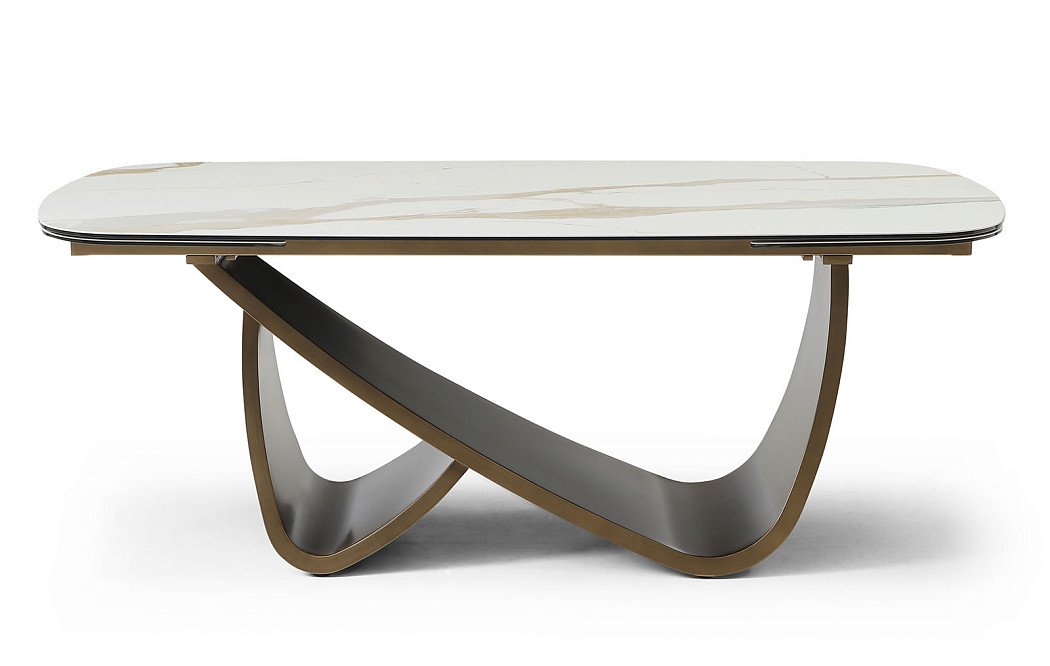 Стол раскладной Bergamo 200-280, светлая керамика/бронза - фото 5