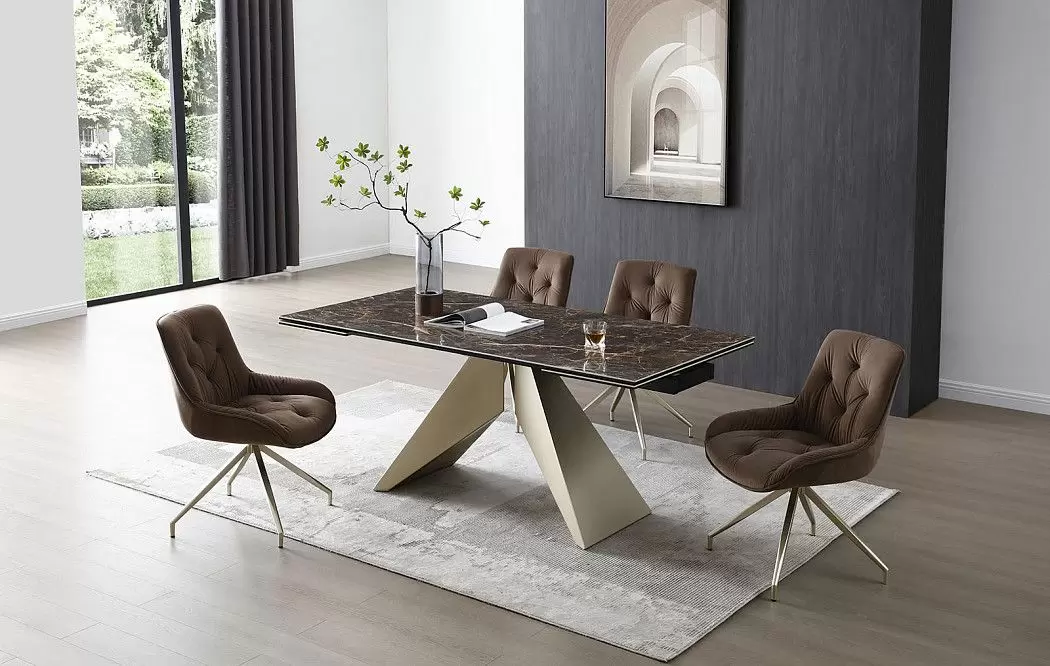 Стол раскладной Luxor 180-260, коричневая керамика/шампань - фото 3