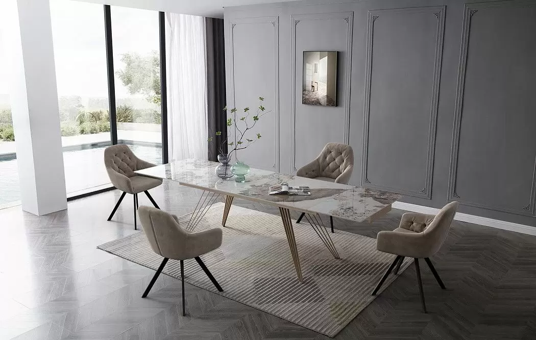 Стол раскладной Parma 180-280, светлая керамика/шампань - фото 16