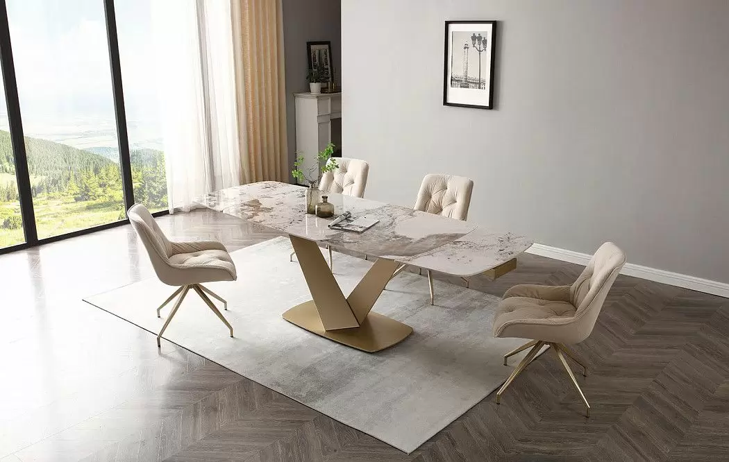 Стол раскладной Victoria 160-240, светлая керамика/шампань - фото 3