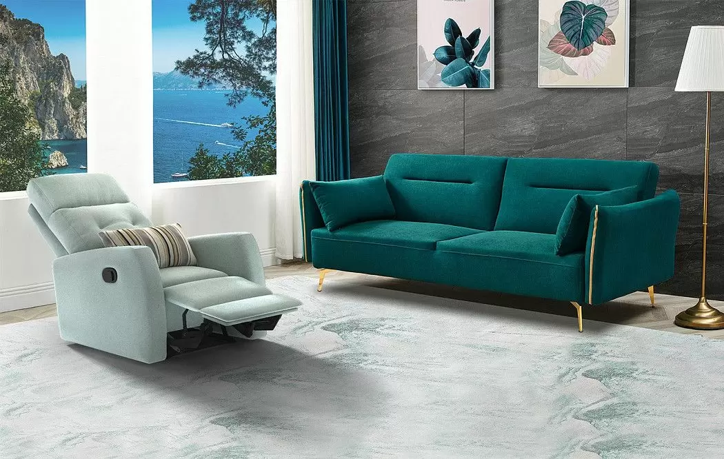 Диван-кровать Liverpool, темно-бирюзовый/золото - фото 3