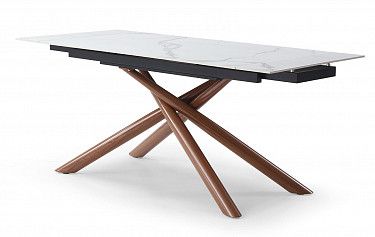 Стол раскладной Ravenna 140-180, белая керамика/орех