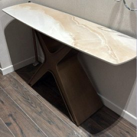 Консоль Charlotta (140), бежевая керамика/бронза