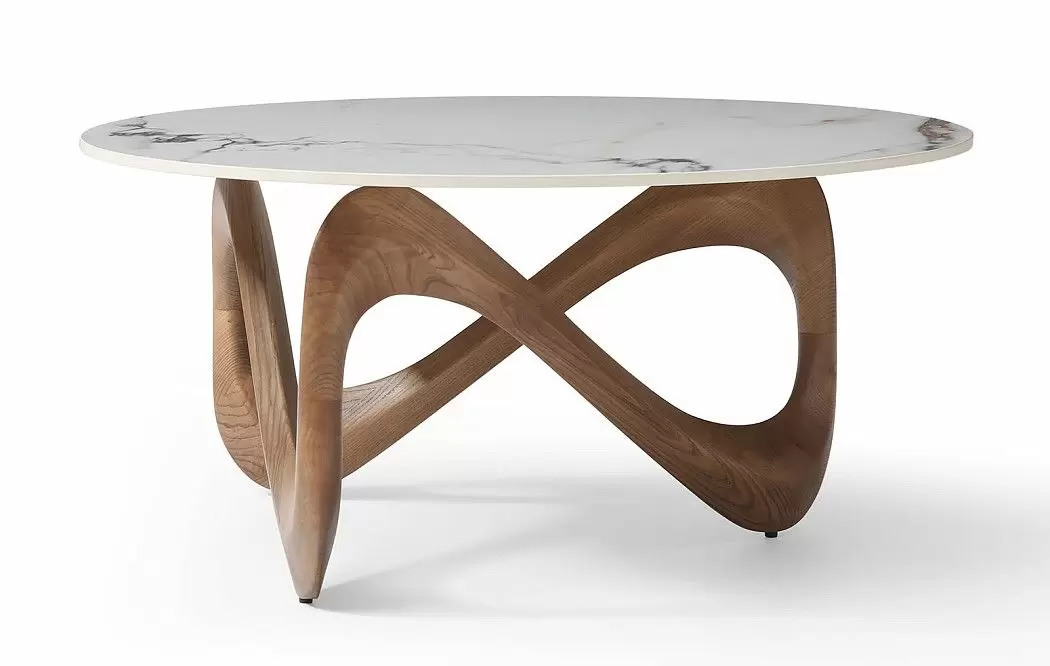 Стол журнальный Sea Ceramic, белая керамика/орех - фото 4