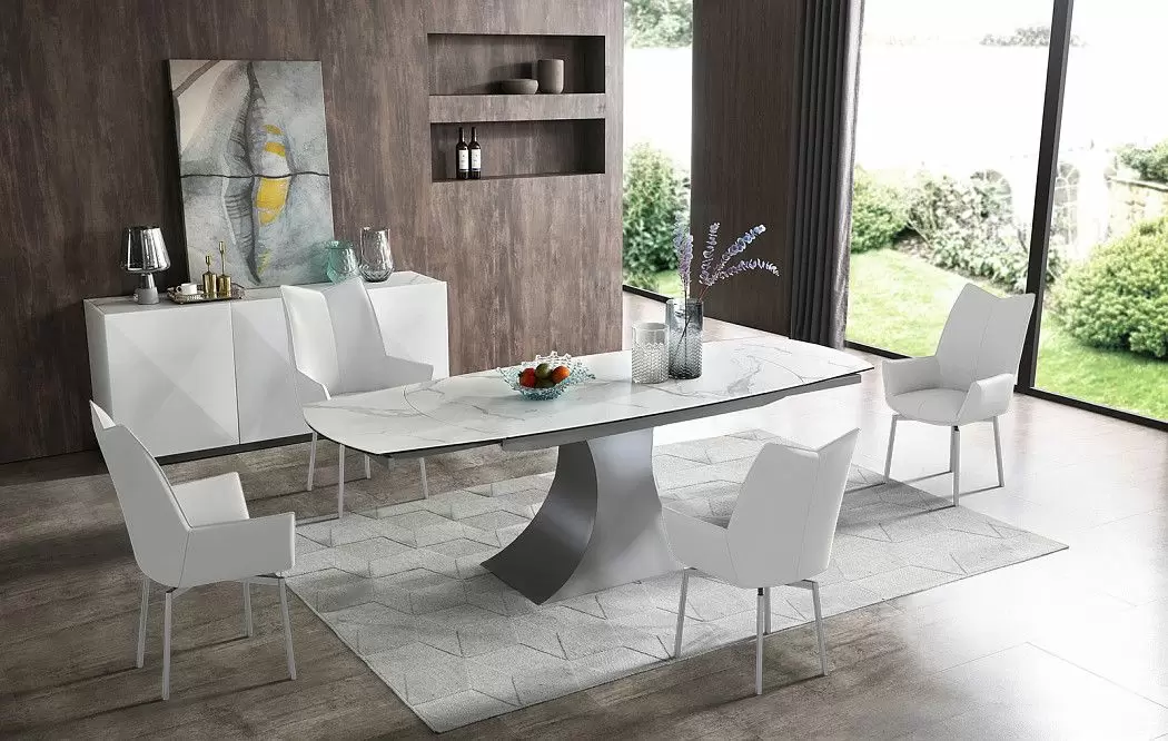 Стол раскладной Palermo 160-240, белая керамика/серый - фото 3