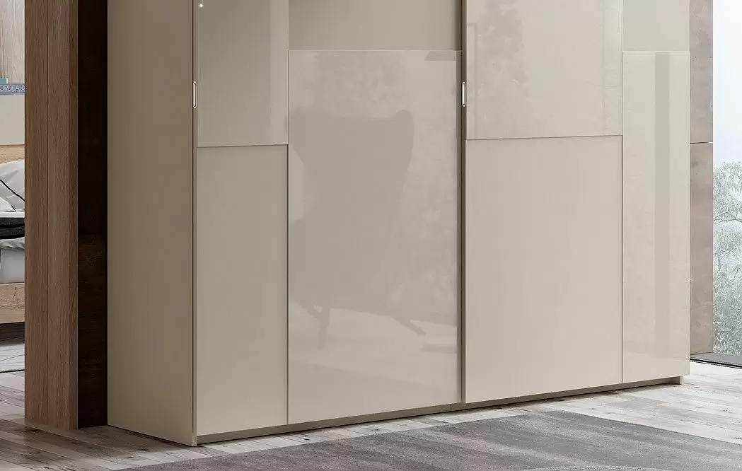 Шкаф QUADRO с 2 раздвижными дверями 195 H240, песочный/стекло (YM503) - фото 2