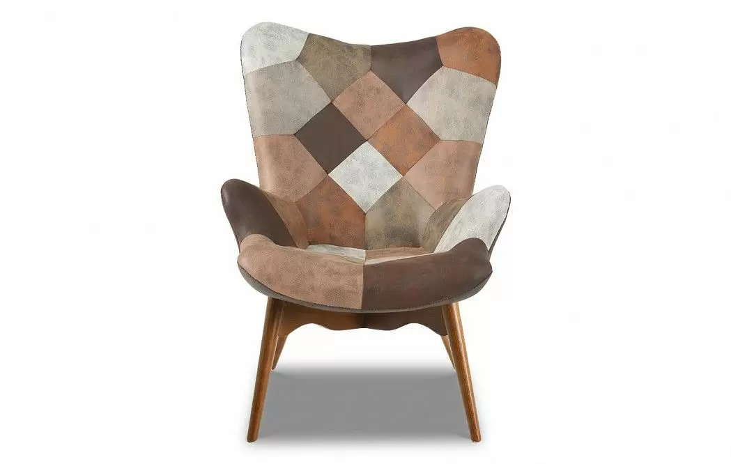 Кресло с оттоманкой Contour, коричневый пэчворк/коричневый - фото 3