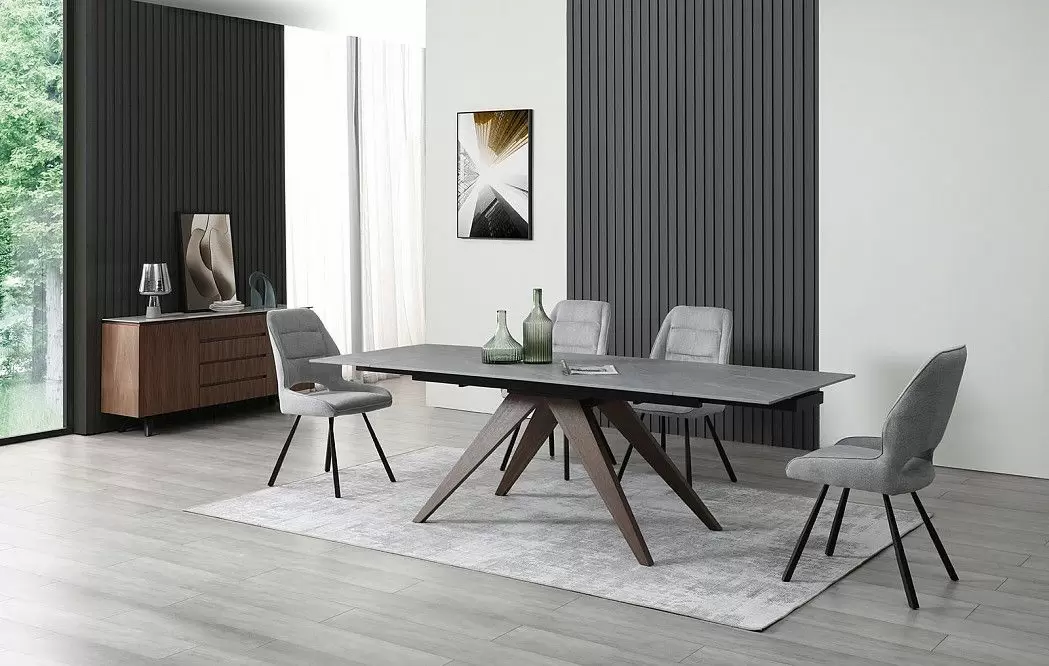 Стол раскладной Valencia 180-260, серая керамика/орех - фото 14