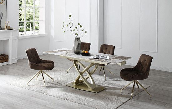 Стол Luisa + 4 коричневых стула Joely