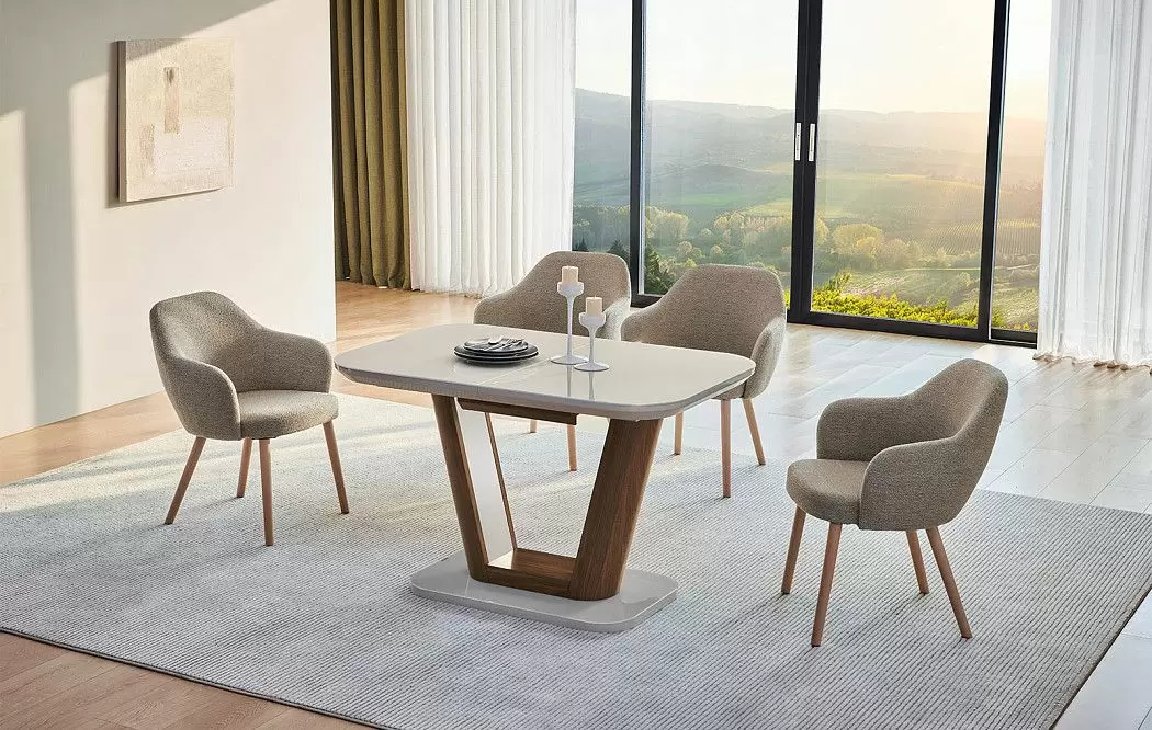 Стол раскладной Ester 120-160, бежевый/коричневый - фото 6