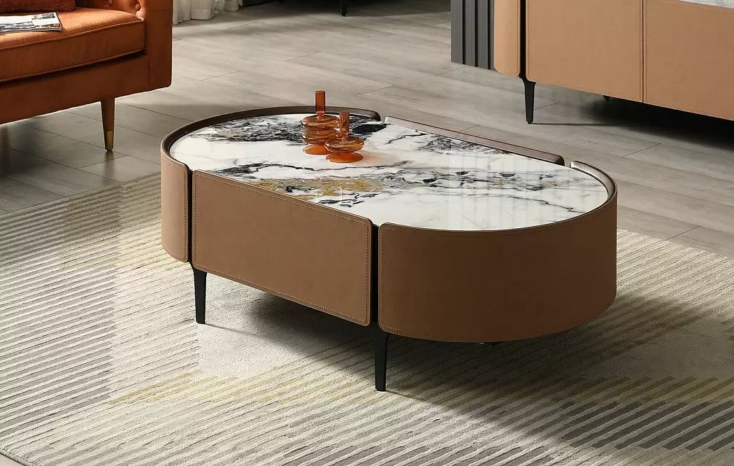 Стол журнальный Scarlett, светлая керамика/коричневый - фото 3