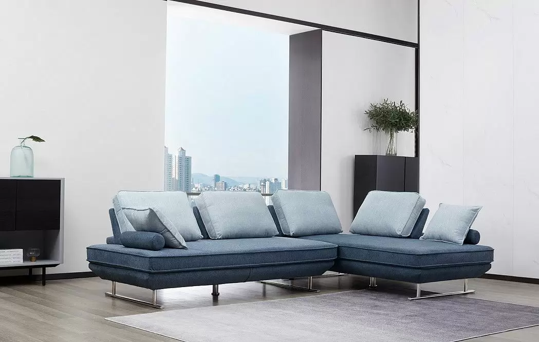 Диван-трансформер Bergamo угловой, темно-синий/бирюзовый