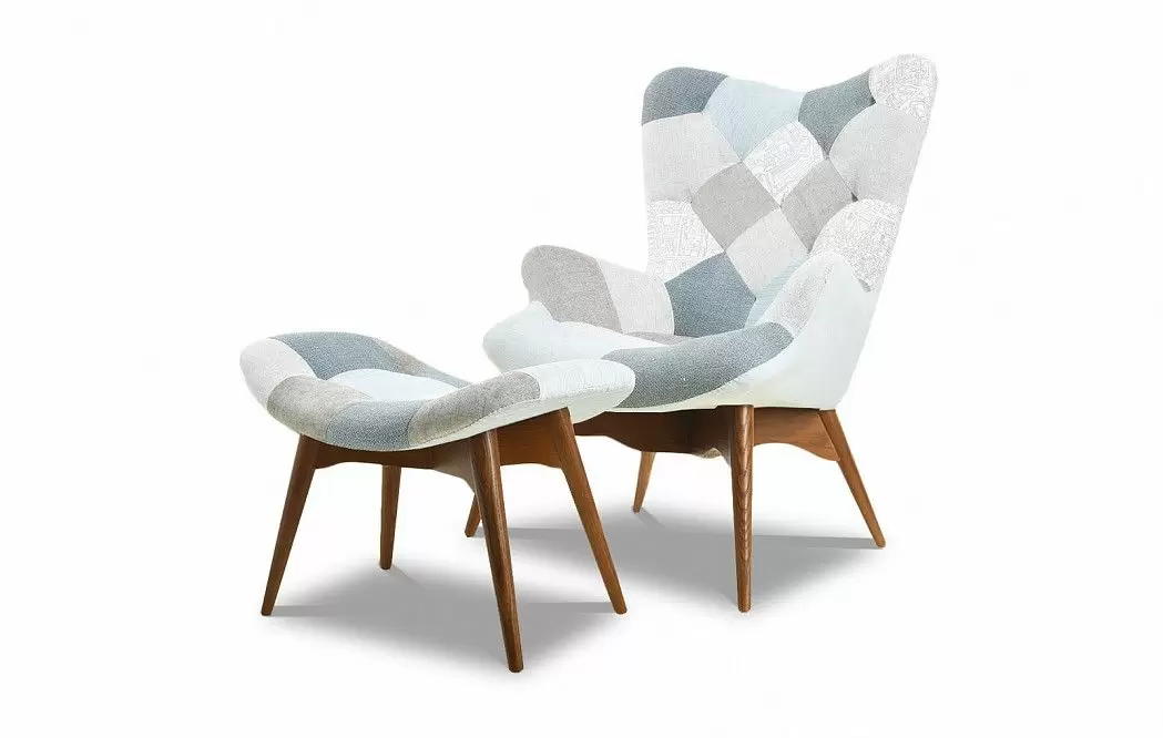 Кресло Contour, светлый пэчворк/коричневый - фото 4