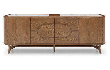 Буфет Carolina, белая керамика/орех