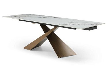Стол раскладной Savoy Bronze 160-220, белая керамика/бронза