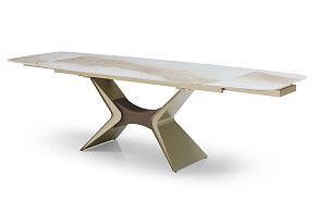 Стол раскладной Richard 160-240, бежевая керамика/шампань