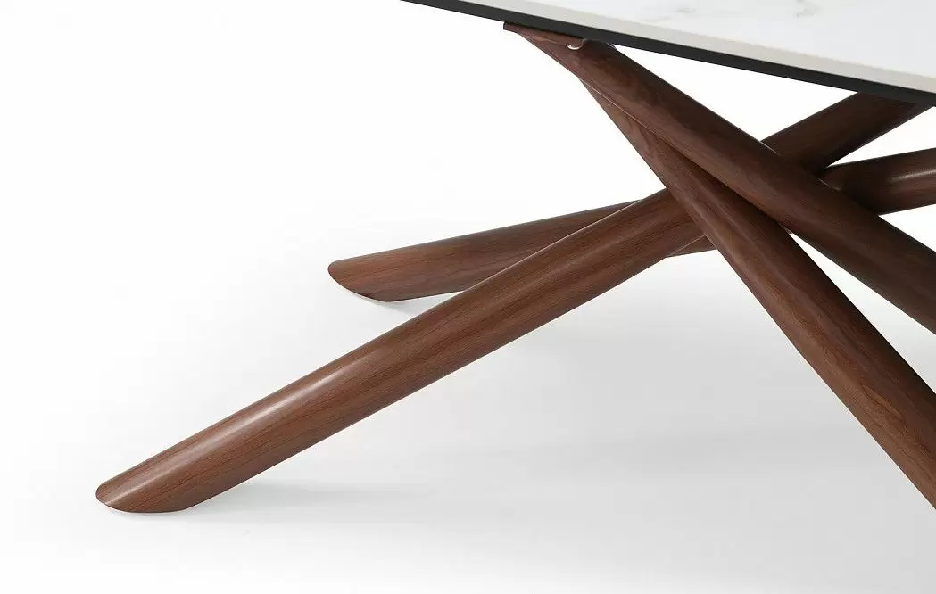 Стол раскладной Ravenna 180-240, белая керамика/орех - фото 13