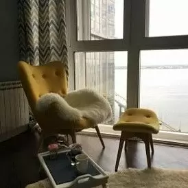 Кресло с оттоманкой Contour, желто-зеленый