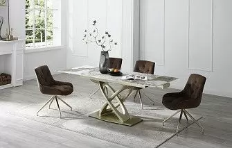 Стол Luisa + 4 коричневых стула Joely