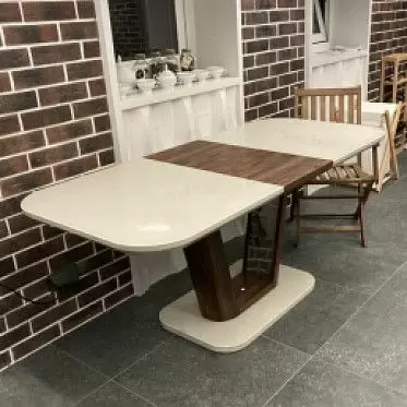 Стол раскладной Ester 140-180, бежевый/коричневый