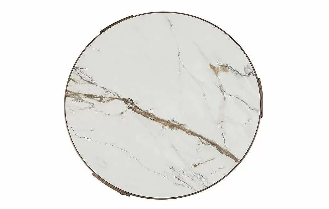 Стол журнальный Corfu (100), белая керамика/бронза - фото 4