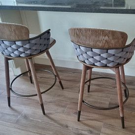 Стул полубарный Vanda (65), белый/серый