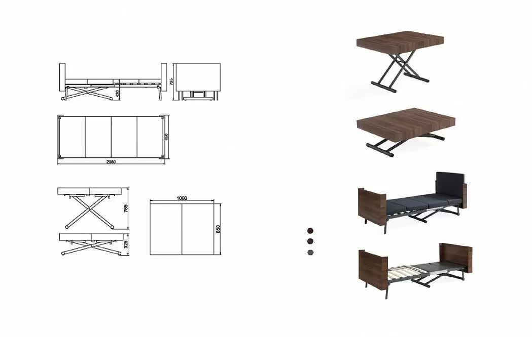 Стол-кровать трансформер Marley, орех - фото 12