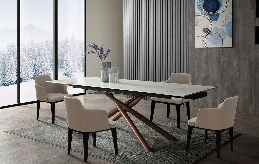 Стол раскладной Ravenna 180-240, белая керамика/орех - фото 15