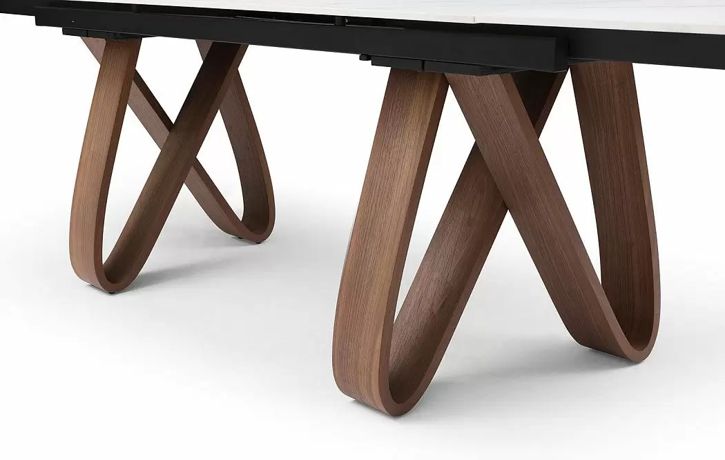 Стол раскладной Lido 200-300, белая керамика/орех - фото 10