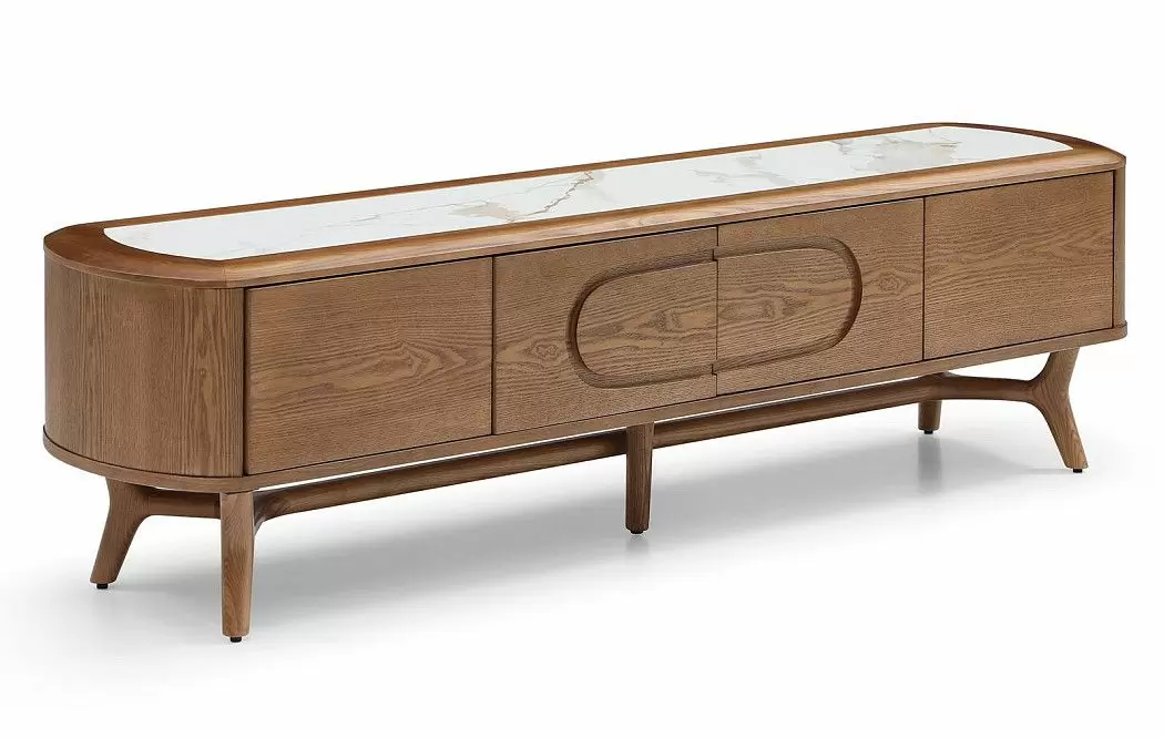 ТВ Тумба Carolina, белая керамика/орех - фото 3