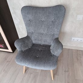 Кресло с оттоманкой Contour, темный пэчворк
