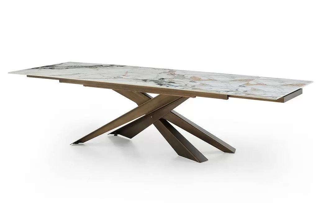 Стол раскладной Esmeralda 200-300, светлая керамика/бронза